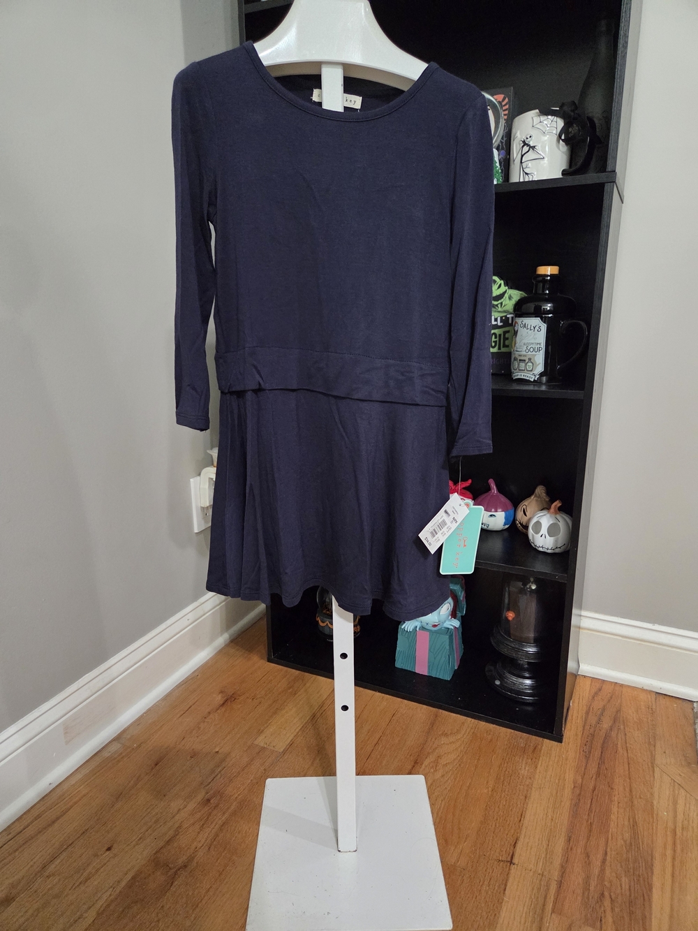 Copper Key Navy Long-Sleeve Knit Skater Dress